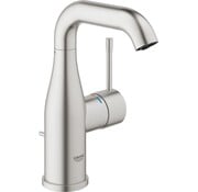 GROHE Essence New M-size wastafelkraan met waste supersteel