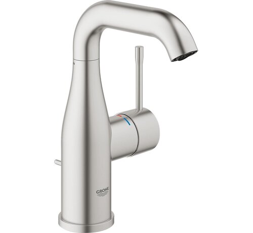 GROHE Essence New M-size wastafelkraan met waste en supersteel afwerking