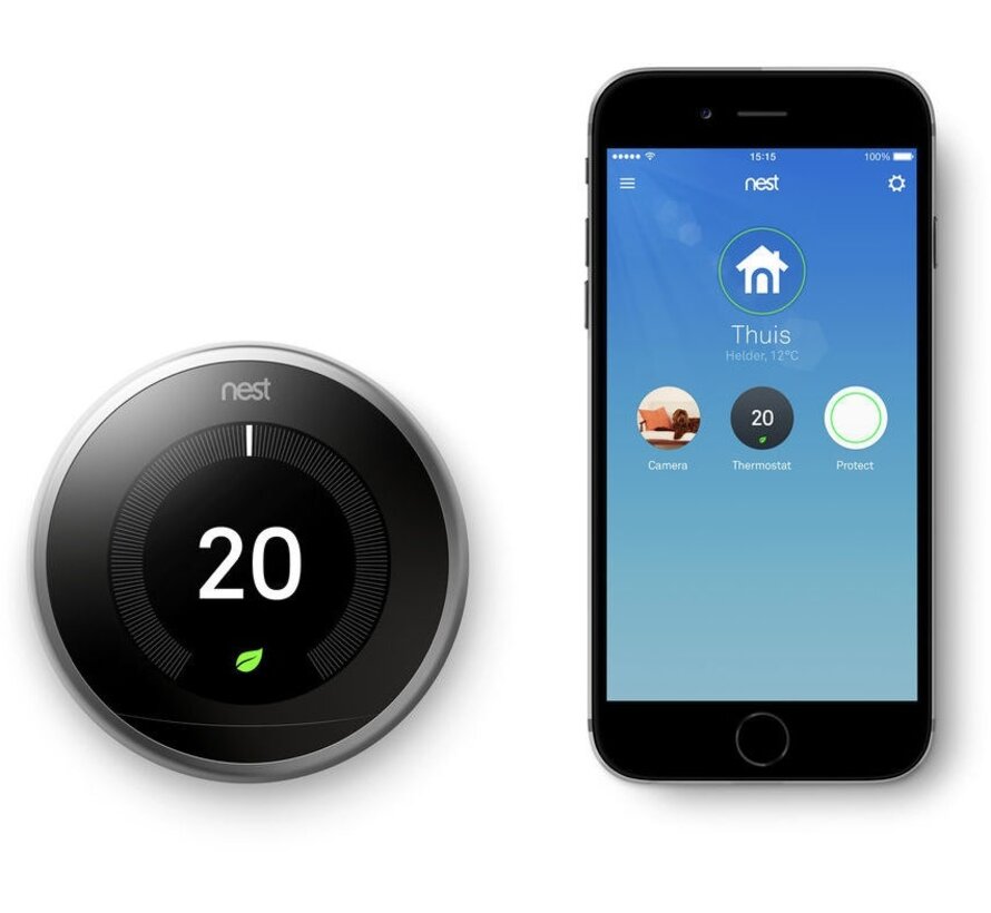 Google Nest Learning Thermostat V3 slimme thermostaat zilver met Heat Link