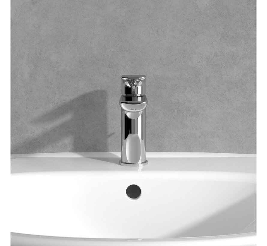 Villeroy en Boch O.novo eengreeps wastafelkraan met trekstang afvoergarnituur chroom