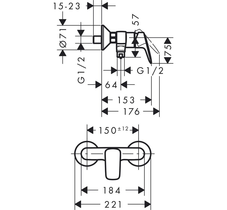 Hansgrohe MyCube douchekraan chroom met eenhendel