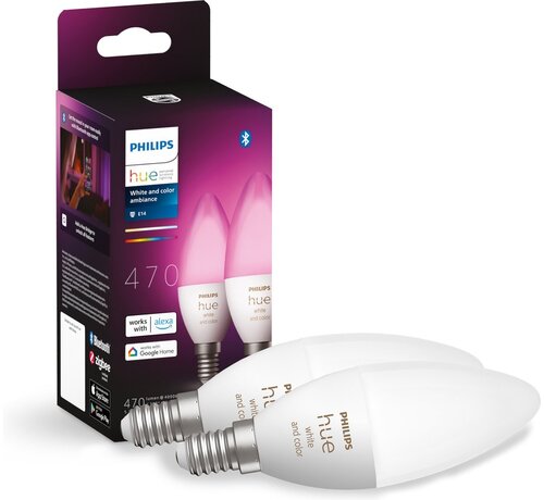 Philips Hue White and Color Ambiance Kaarslamp E14 2-pack - EAN 8719514356719
