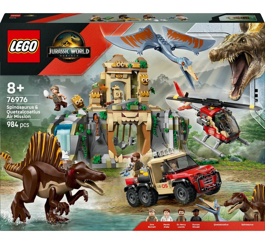 LEGO Jurassic World Spinosaurus en Quetzalcoatlus Luchtmissie – dinosaurus set (76976)