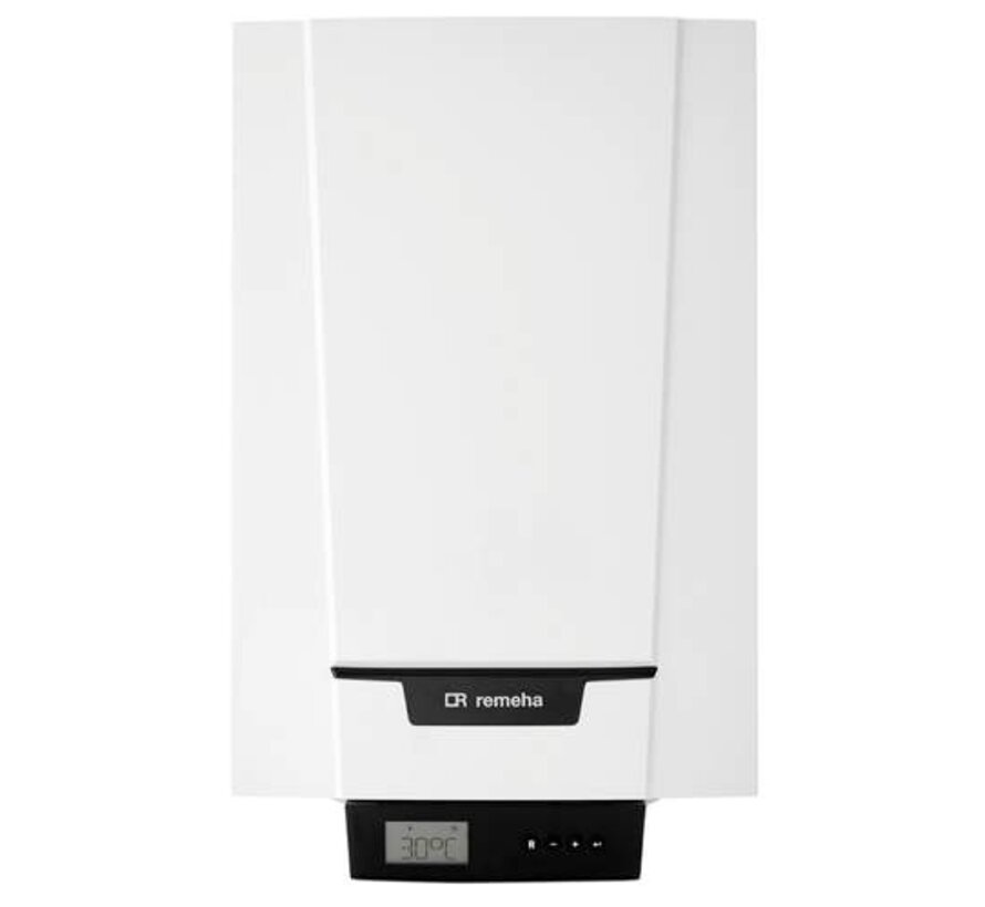 Refurbished Remeha Tzerra Ace 28C CW4 HR-combiketel met excentrische 80-80 mm rookgasaansluiting