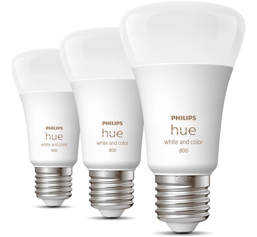 Philips Hue White and Color Ambiance E27 800 lumen Bluetooth 3-pack slimme E27-lampen