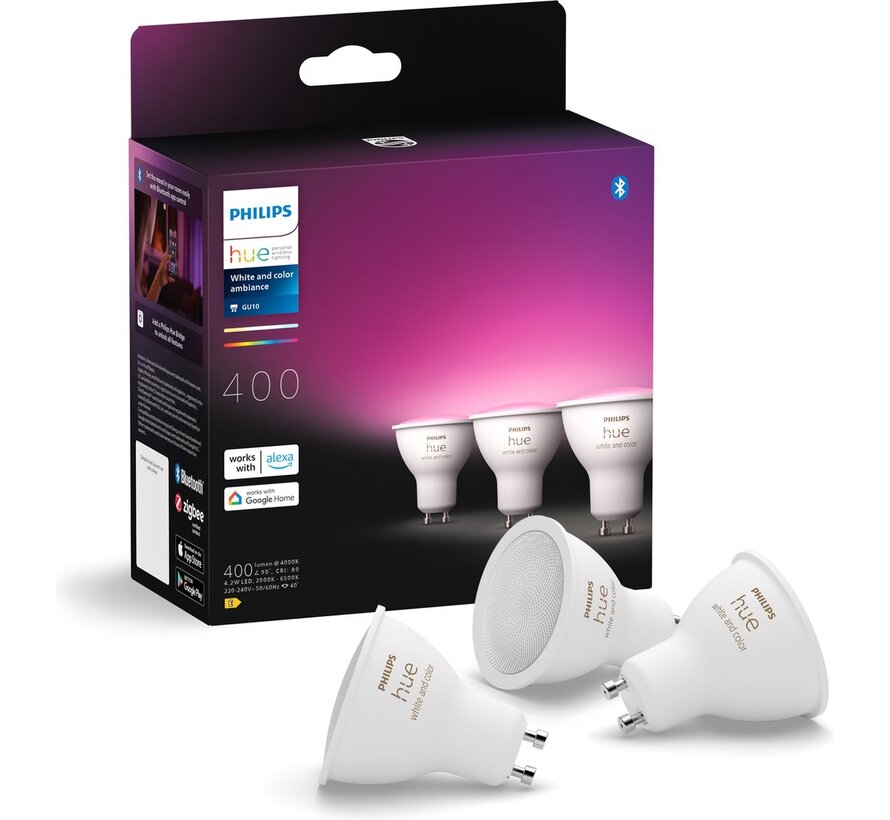 Philips Hue White and Color Ambiance GU10 Bluetooth slimme spots 3-pack