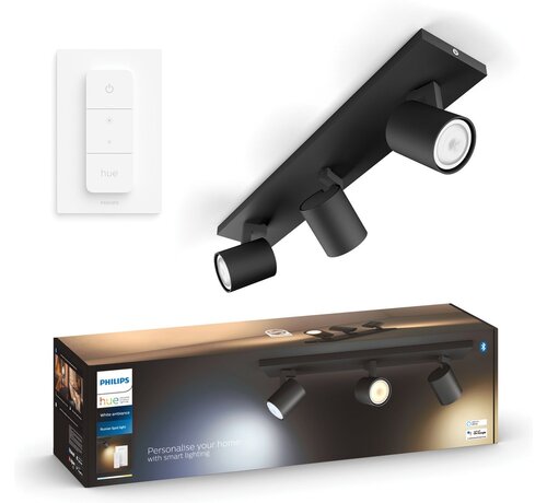 Philips Hue Philips Hue White Ambiance LED opbouwspot Runner 3-lichts zwart met dimmer - slimme verlichting met uitgebreide app-bediening en integratie