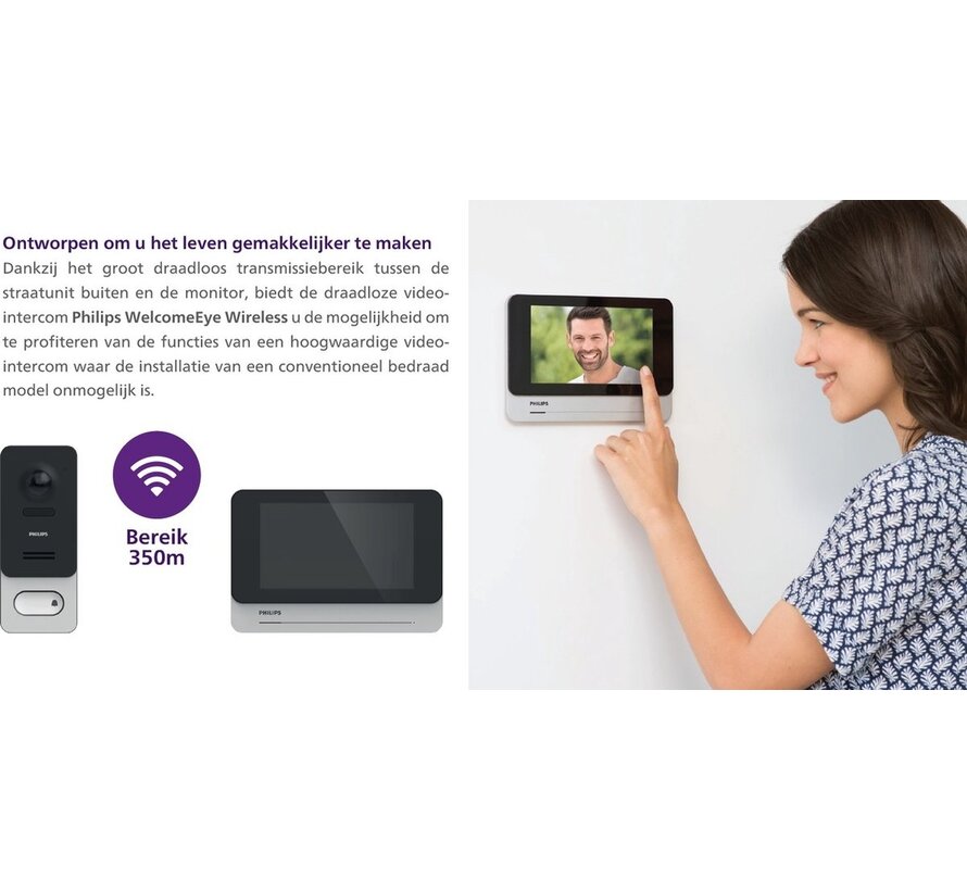 Philips WelcomeEye Wireless Wi-Fi deurbel met camera - videodeurbel en intercomsysteem voor veilige toegang