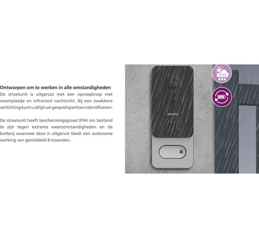 Philips WelcomeEye Wireless Wi-Fi deurbel met camera - videodeurbel en intercomsysteem voor veilige toegang