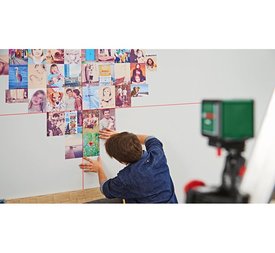 Bosch Quigo III kruislijnlaser 10 m zelfnivellerend met MM2 klem en AAA batterijen