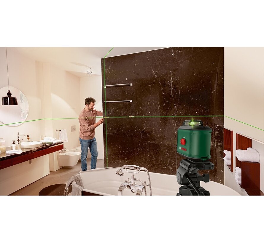 Bosch UniversalLevel 360 kruislijnlaser 24 m met 360 graden lijn, opbergtas en AA batterijen