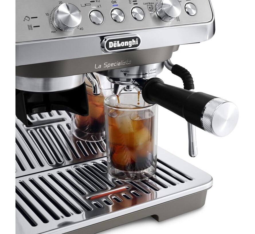 DeLonghi La Specialista Arte Evo EC9255 zilveren espressomachine met ingebouwde bonenmaler, Cold Brew functie, 15 bar pomp, 3 temperatuurprofielen en barista kit