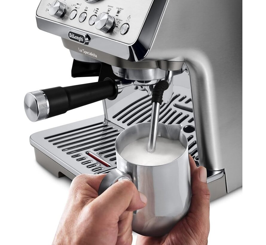 DeLonghi La Specialista Arte Evo EC9255 zilveren espressomachine met ingebouwde bonenmaler, Cold Brew functie, 15 bar pomp, 3 temperatuurprofielen en barista kit