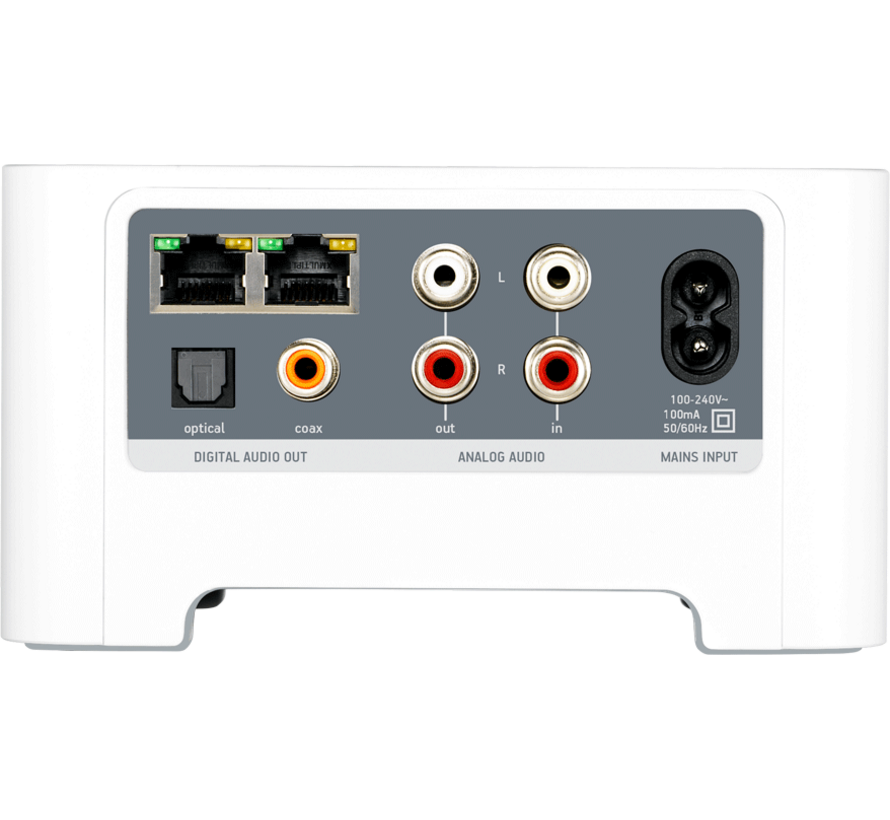 Refurbished Sonos CONNECT Gen1 (S1) audio streamer met line-in, RCA line-out en optisch/coax digitaal voor multiroom streaming