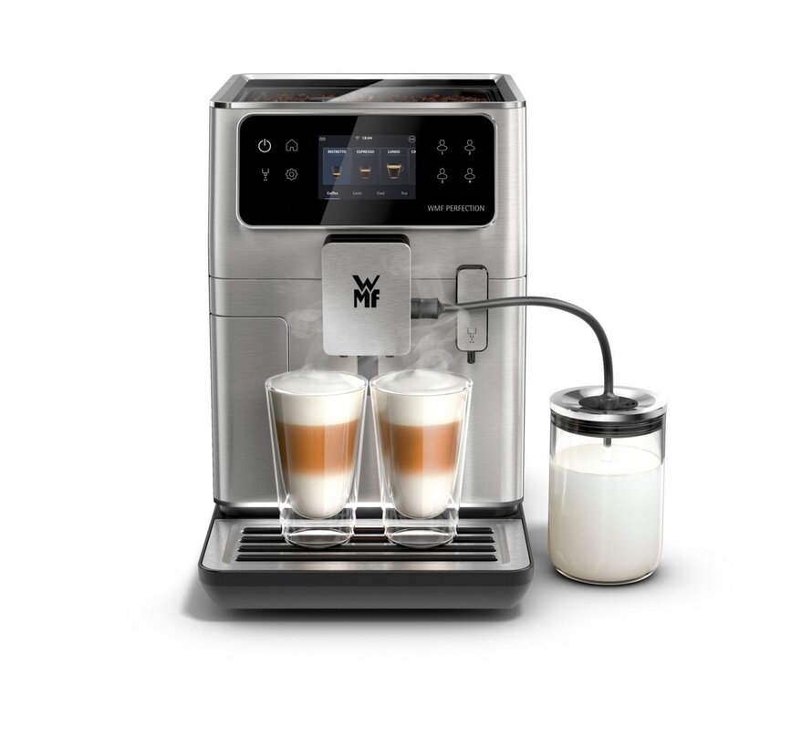 WMF CP813D Perfection 660 volautomatische koffiemachine met touchscreen, One Touch Milk, stille conische molen en RVS design