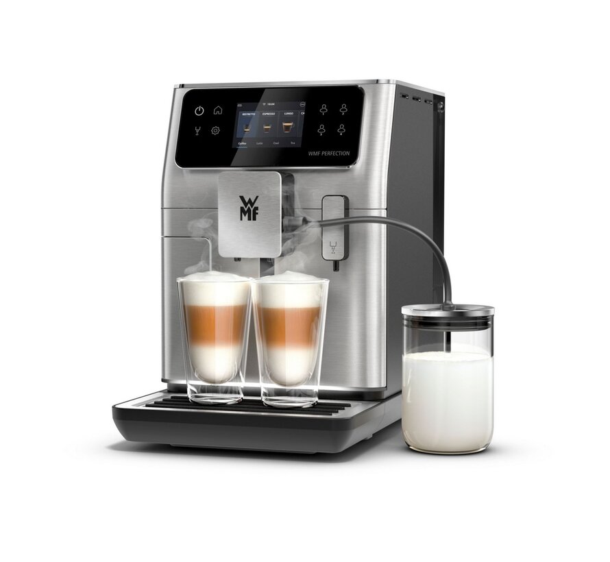 WMF CP813D Perfection 660 volautomatische koffiemachine met touchscreen, One Touch Milk, stille conische molen en RVS design