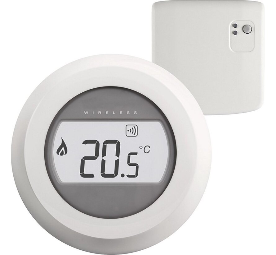 Honeywell Home Round draadloze aan/uit thermostaat met RF ontvanger - klassieke knop, betrouwbare relaisaansturing