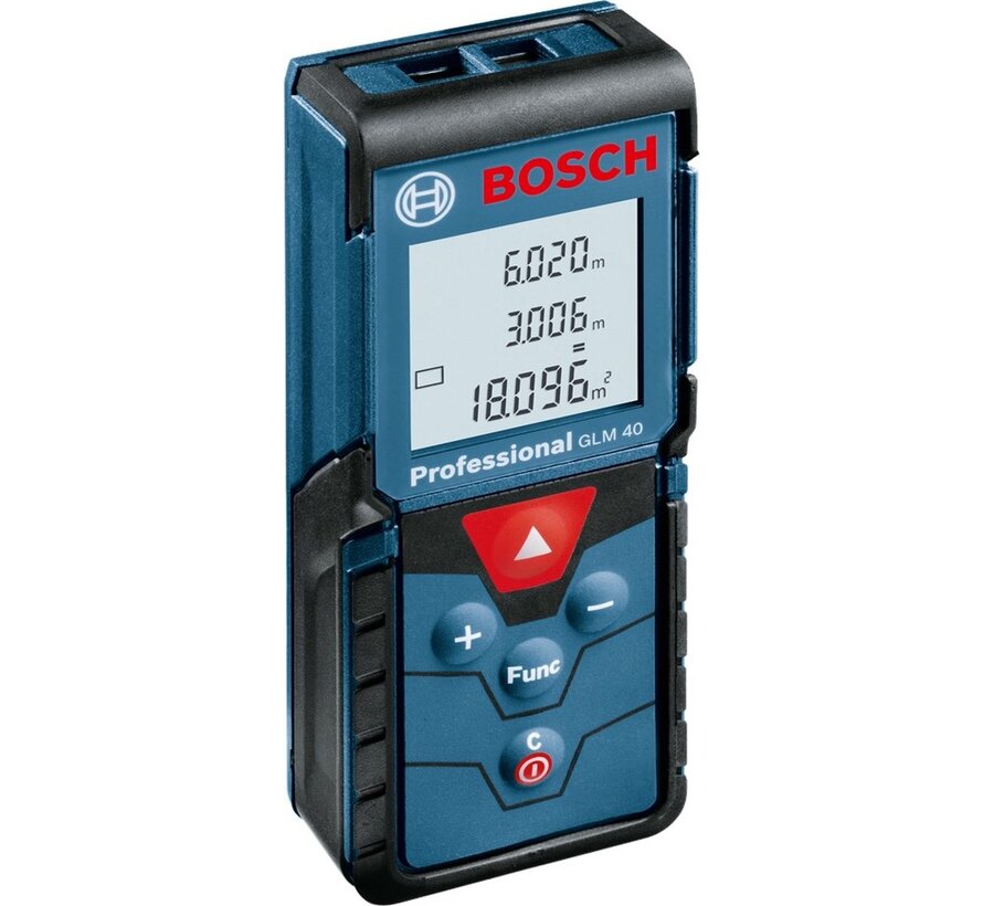 Bosch Professional GLM 40 laserafstandsmeter 40 m - IP54 - 10 geheugen - oppervlakte/volume - nauwkeurigheid tot 1,5 mm
