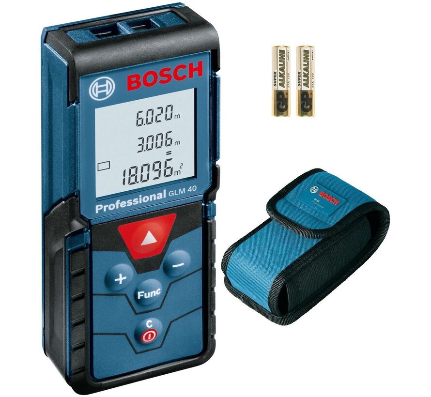 Bosch Professional GLM 40 laserafstandsmeter 40 m - IP54 - 10 geheugen - oppervlakte/volume - nauwkeurigheid tot 1,5 mm