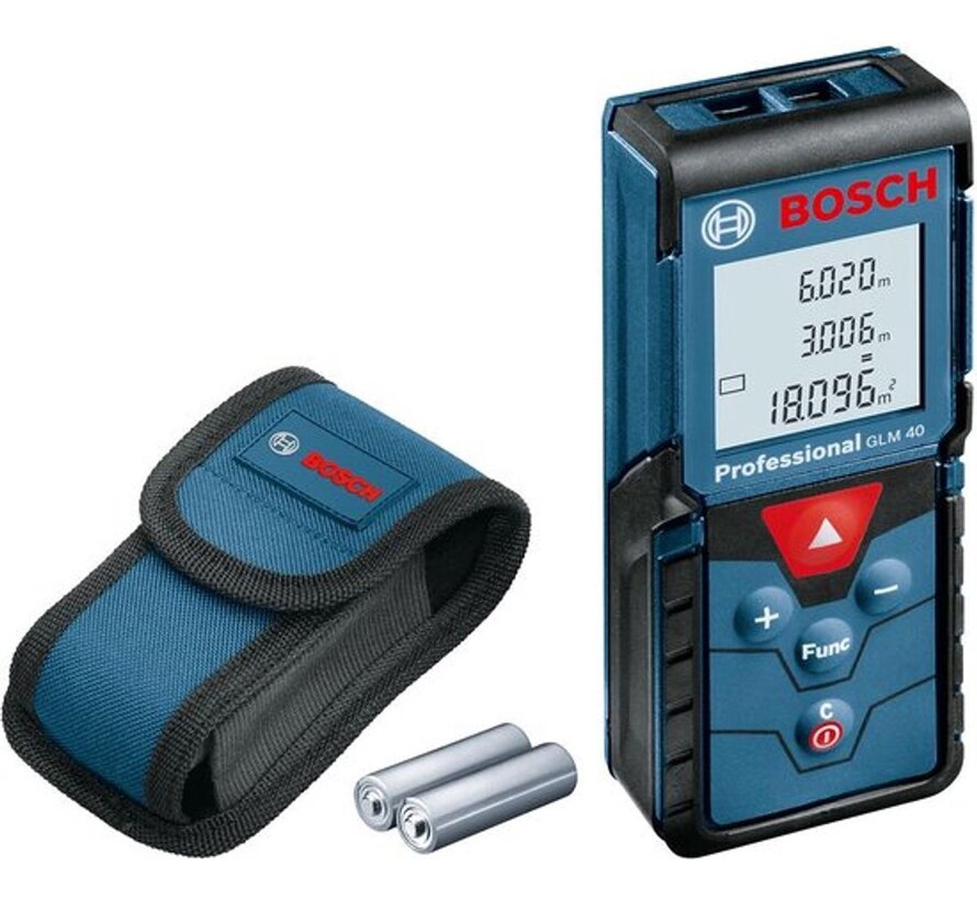 Bosch Professional GLM 40 laserafstandsmeter 40 m - IP54 - 10 geheugen - oppervlakte/volume - nauwkeurigheid tot 1,5 mm