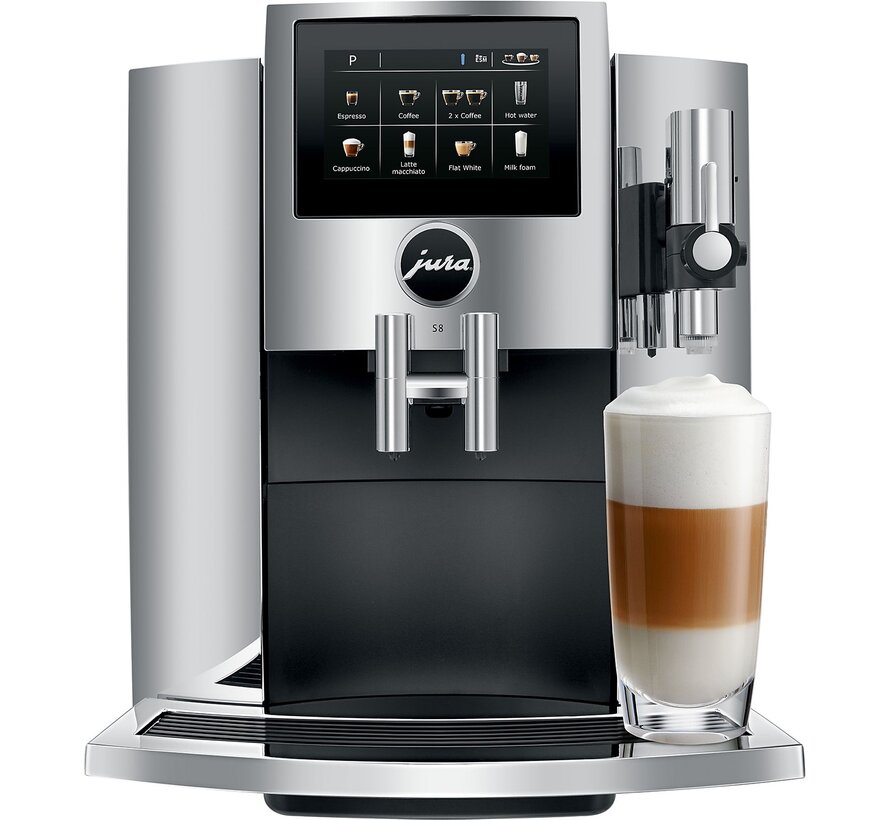 Refurbished Jura S8 Chroom (EA) - touchscreen - 1,9L watertank - 280g bonen - 15 bar - microschuim