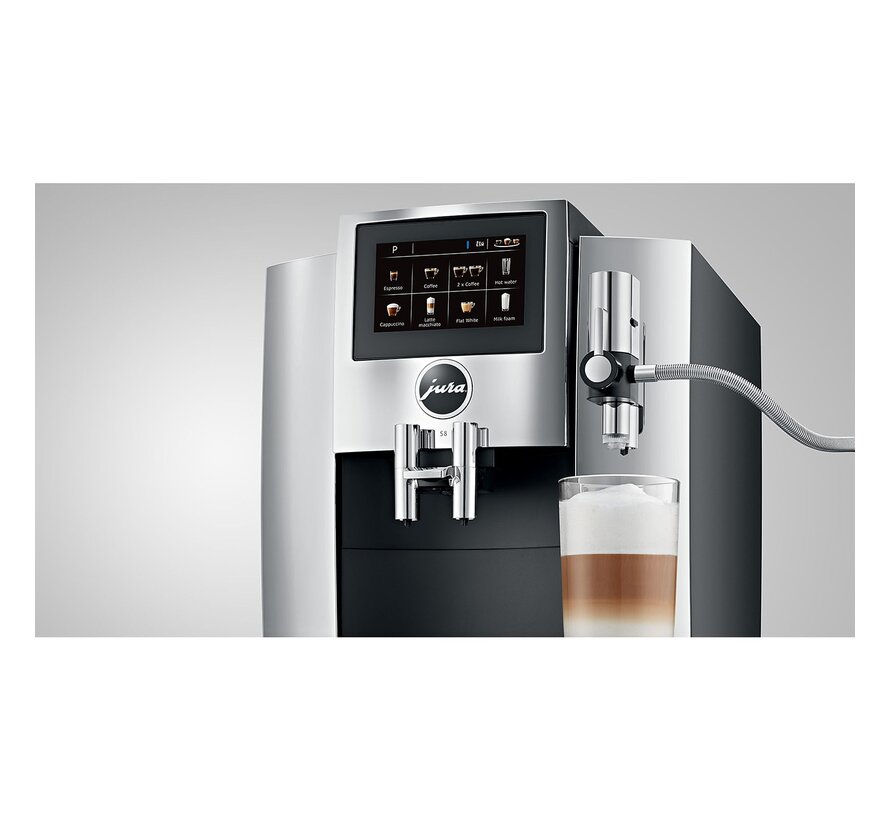 Refurbished Jura S8 Chroom (EA) - touchscreen - 1,9L watertank - 280g bonen - 15 bar - microschuim