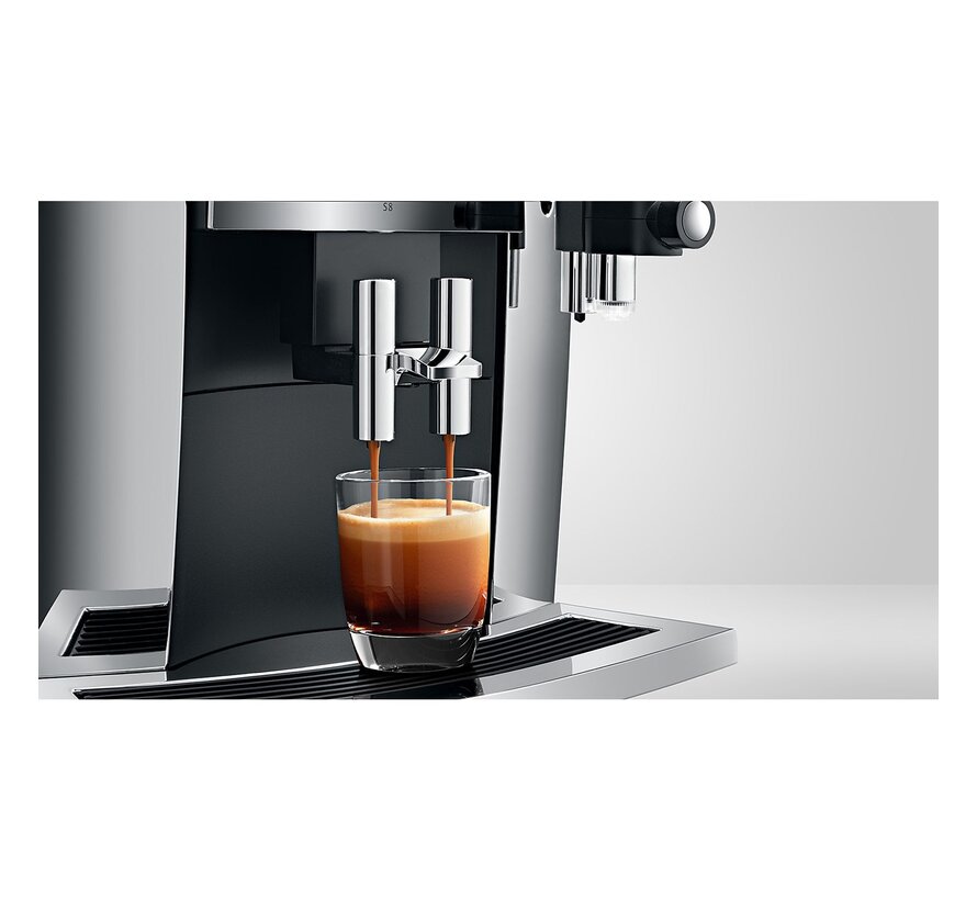 Refurbished Jura S8 Chroom (EA) - touchscreen - 1,9L watertank - 280g bonen - 15 bar - microschuim