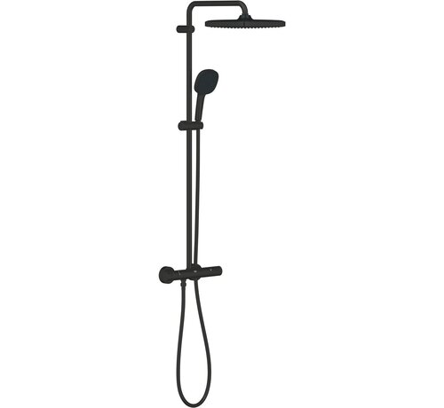 GROHE Vitalio Comfort 250 QuickFix regendoucheset zwart - 250 mm hoofddouche - thermostaat - 2 straalsoorten - TwistStop 1750 mm