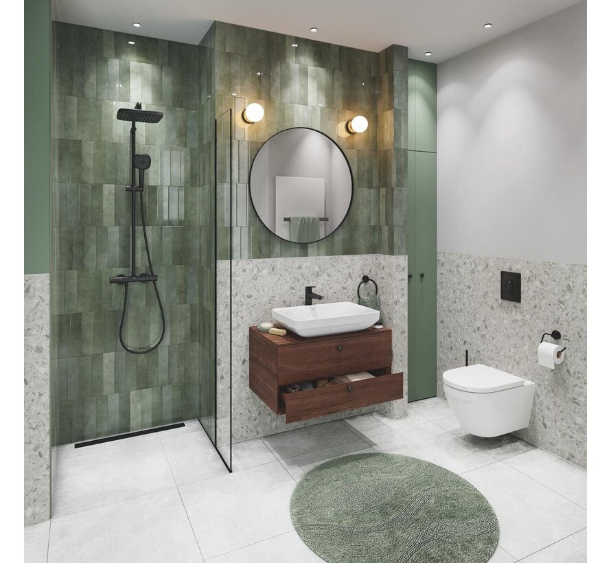 GROHE Vitalio Comfort 250 QuickFix regendoucheset zwart - 250 mm hoofddouche - thermostaat - 2 straalsoorten - TwistStop 1750 mm