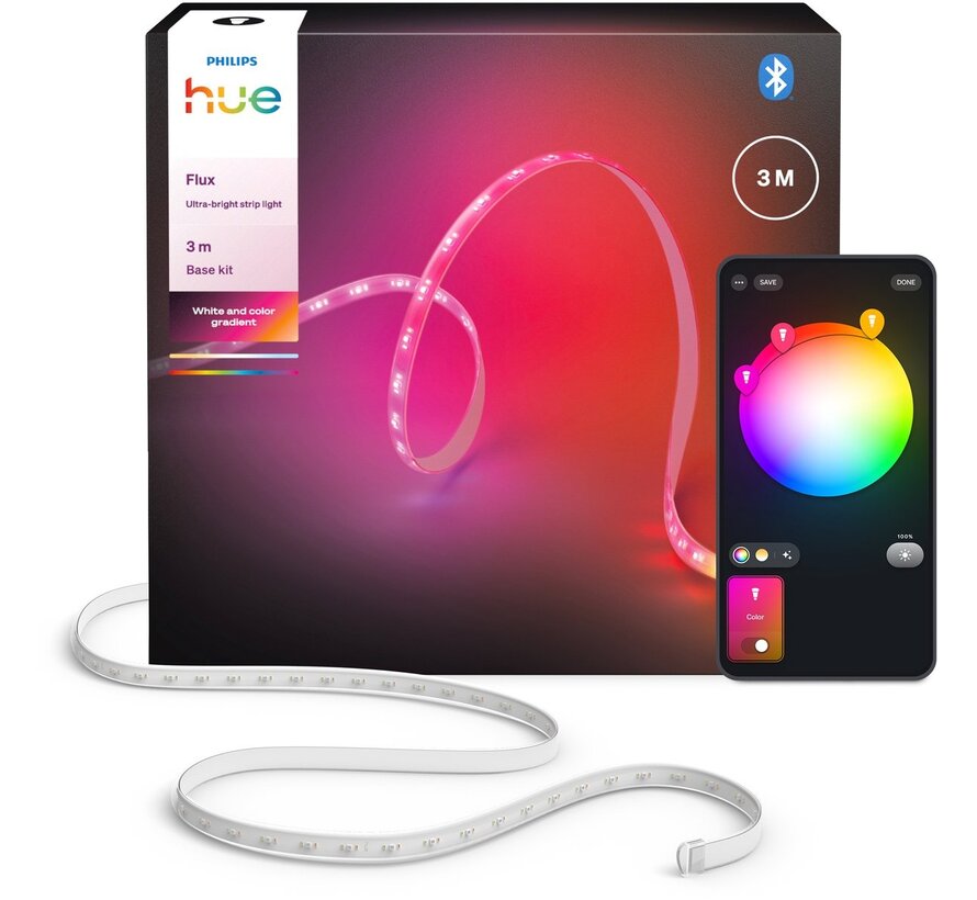 Philips Hue Flux ultraheldere lightstrip 3 m - 2900 lm - White and Color Ambiance - RGBW - knipbaar uitbreidbaar