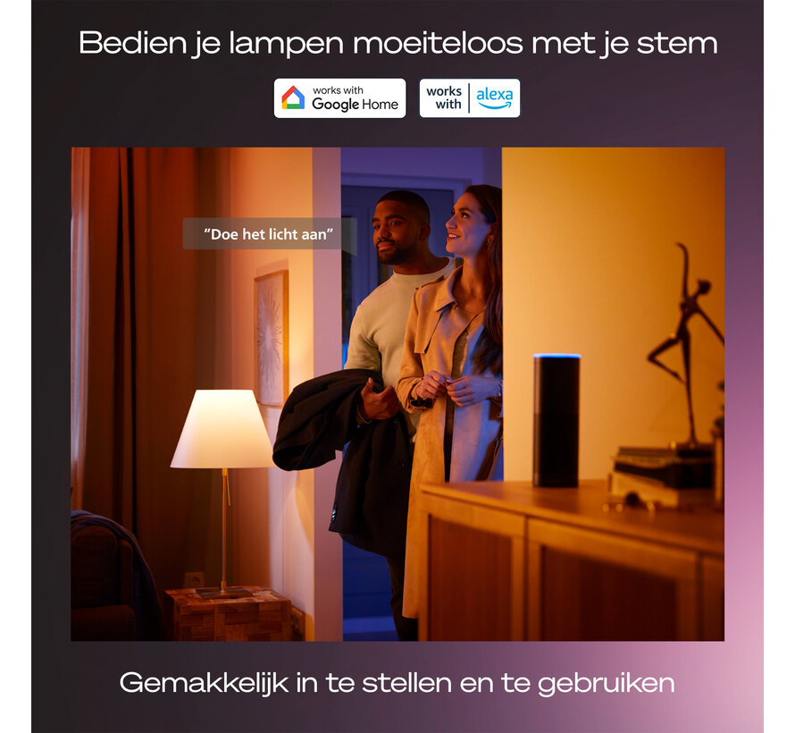 Philips Hue starterkit 2x E27 White and Color Ambiance + Dimmer Switch + Bridge Pro - 1100 lm - Zigbee Bluetooth