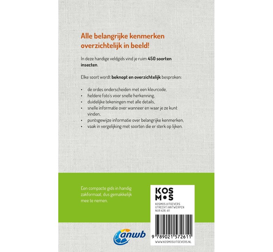 Welk insect is dat? - Heiko Bellmann - 256 pagina's - paperback - ANWB insectengids voor ruim 450 soorten