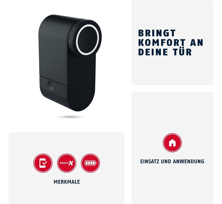 ABUS LOXERIS One zwart - slim deurslot / deurslotaandrijving - ABUS One app - 4x AA - Bluetooth - uitbreidbaar met keypad en fingerscanner