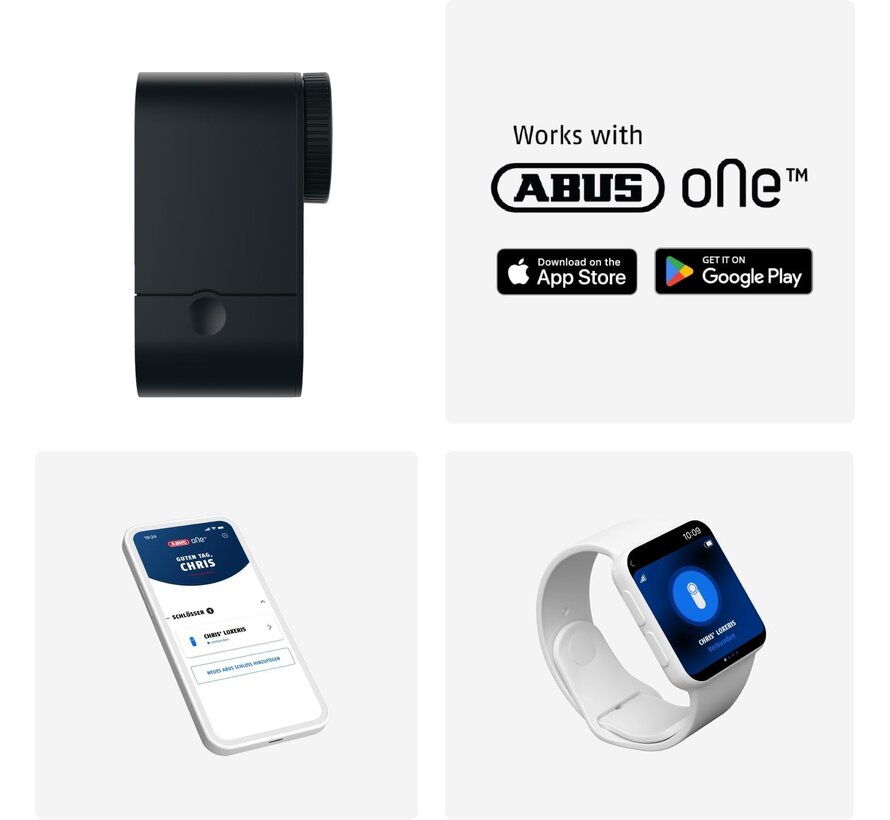 ABUS LOXERIS One zwart - slim deurslot / deurslotaandrijving - ABUS One app - 4x AA - Bluetooth - uitbreidbaar met keypad en fingerscanner