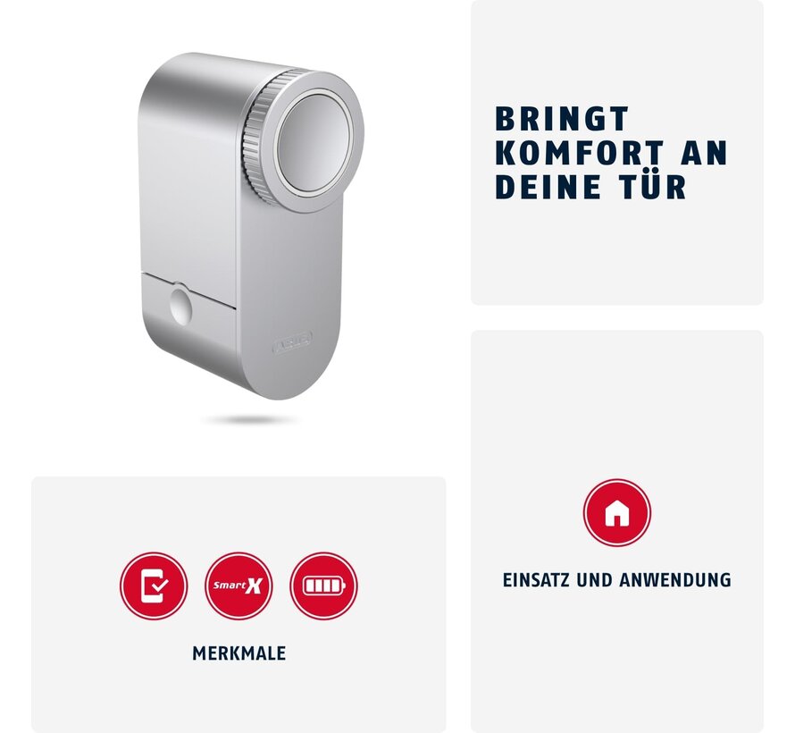 ABUS LOXERIS One zilver - slim deurslot / deurslotaandrijving - ABUS One app - 4x AA - Bluetooth - uitbreidbaar met keypad en fingerscanner