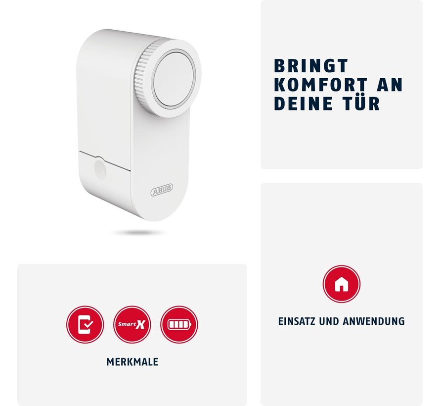 ABUS LOXERIS One wit - slim deurslot / deurslotaandrijving - ABUS One app - 4x AA - Bluetooth - uitbreidbaar met keypad en fingerscanner