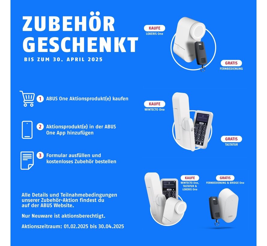 ABUS LOXERIS One wit - slim deurslot / deurslotaandrijving - ABUS One app - 4x AA - Bluetooth - uitbreidbaar met keypad en fingerscanner
