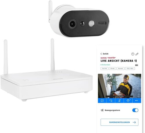 ABUS accucamera Pro met basisstation PPIC91000 - draadloze buitencamera - persoonsherkenning - intercom - app - basisstation meegeleverd