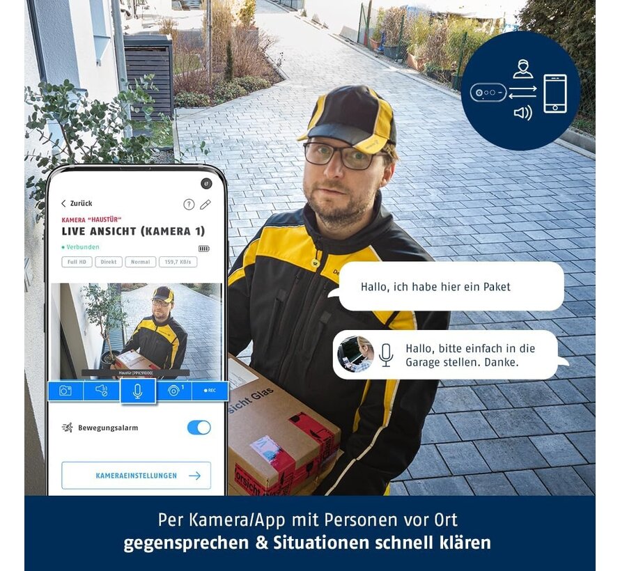 ABUS accucamera Pro met basisstation PPIC91000 - draadloze buitencamera - persoonsherkenning - intercom - app - basisstation meegeleverd