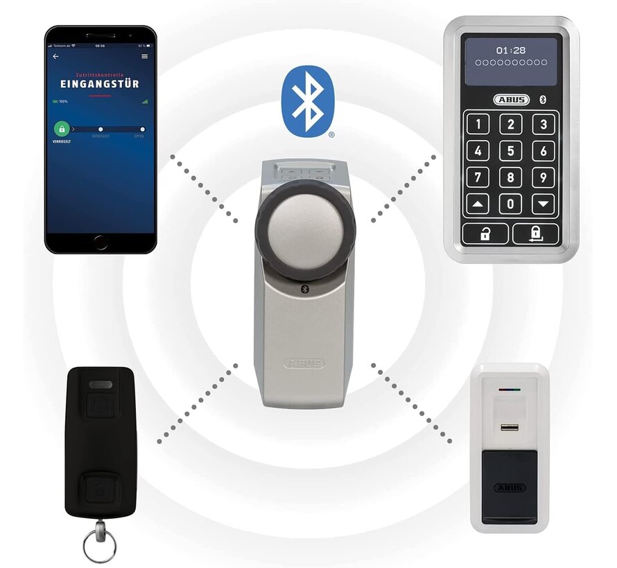 ABUS HomeTec Pro Bluetooth-toetsenbord CFT3100 S zilver - verlicht touchscreen - 4x AA - AES-128 - voor CFA3100 WINTECTO One LOXERIS One CYLOX One