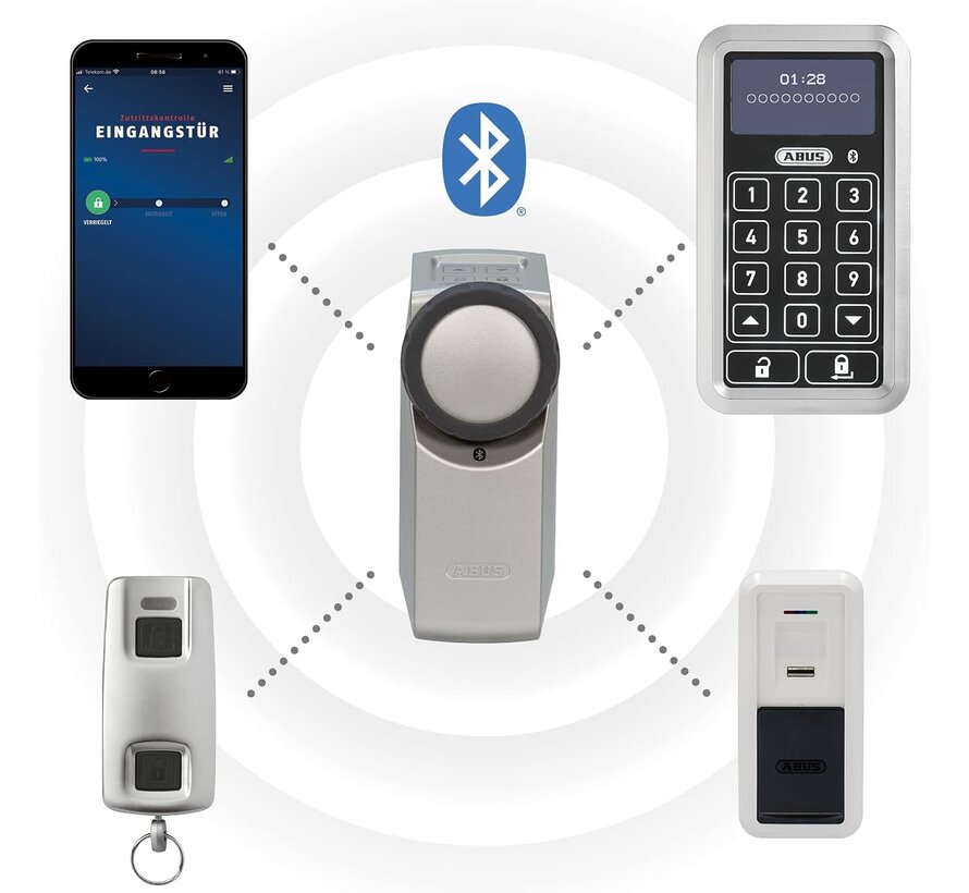 ABUS HomeTec Pro Bluetooth-toetsenbord CFT3100 wit - verlicht touchscreen - 4x AA - AES-128 - voor CFA3100 WINTECTO One LOXERIS One CYLOX One