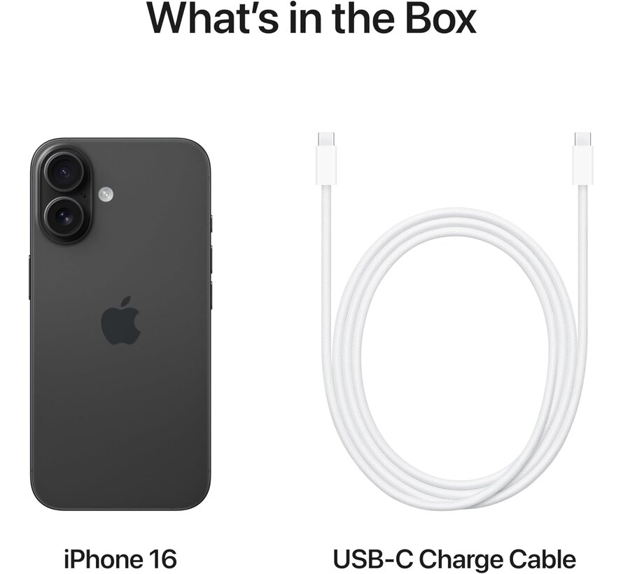 Apple iPhone 16 128GB Zwart - 6.1 inch OLED - A18 - 48MP camera - USB-C - IP68 - MPN MYE73ZD/A