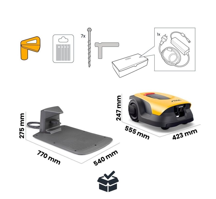 Stiga A 6V robotmaaier 600 m2 - kabelvrij - 18 cm maaibreedte - 2 Ah - 25.2 V - tot 10 zones - model 2R7114128/ST1