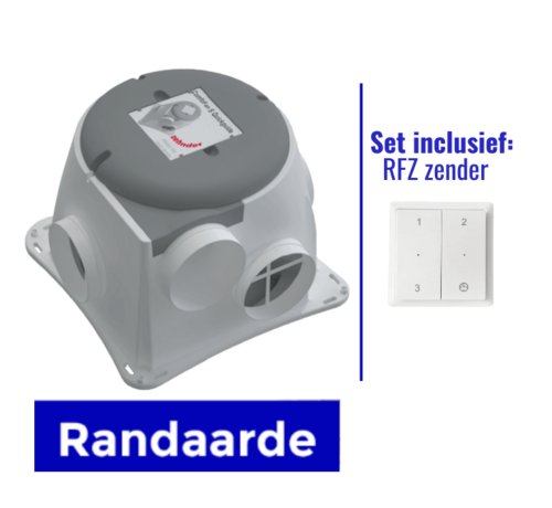 Zehnder ComfoFan Silent 460 m3/h met vochtsensor randaarde + RFZ zender - 230V - 0-10V - draadloze bediening