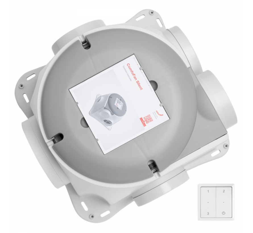 Zehnder ComfoFan Silent 460 m3/h met vochtsensor randaarde + RFZ zender - 230V - 0-10V - draadloze bediening