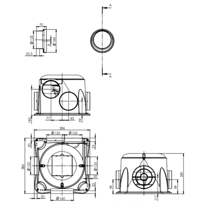 Zehnder ComfoFan Silent 460 m3/h met vochtsensor randaarde + RFZ zender - 230V - 0-10V - draadloze bediening