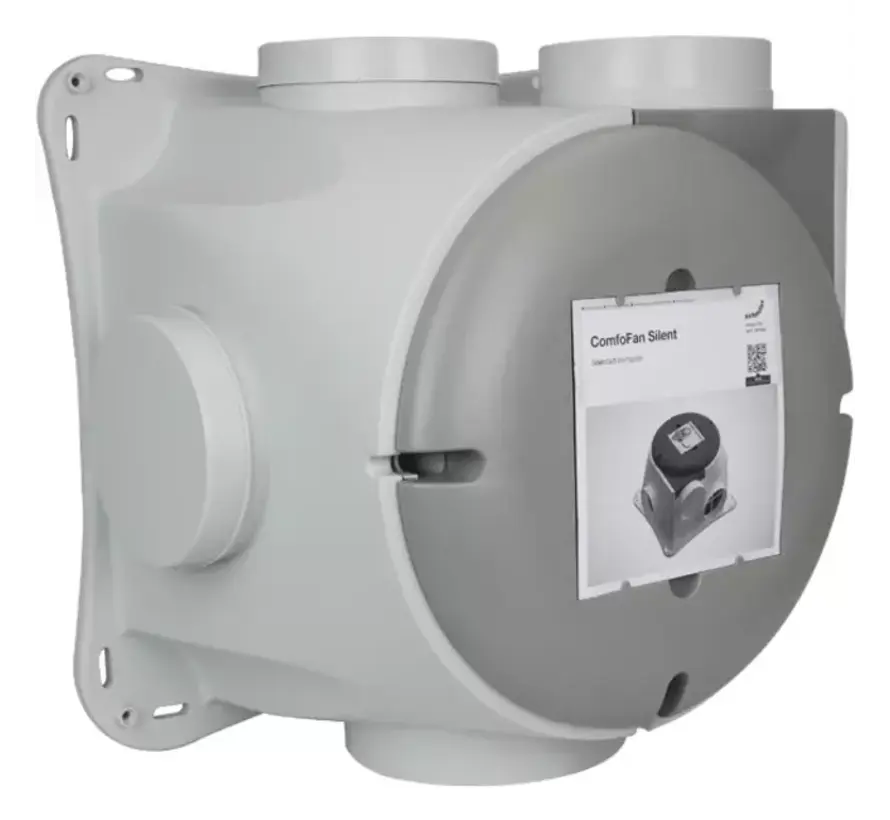 Zehnder ComfoFan Silent 460 m3/h randaarde stekker - 230V - 0-10V - interne vochtsensor - 4 aansluitingen - 160/125 mm