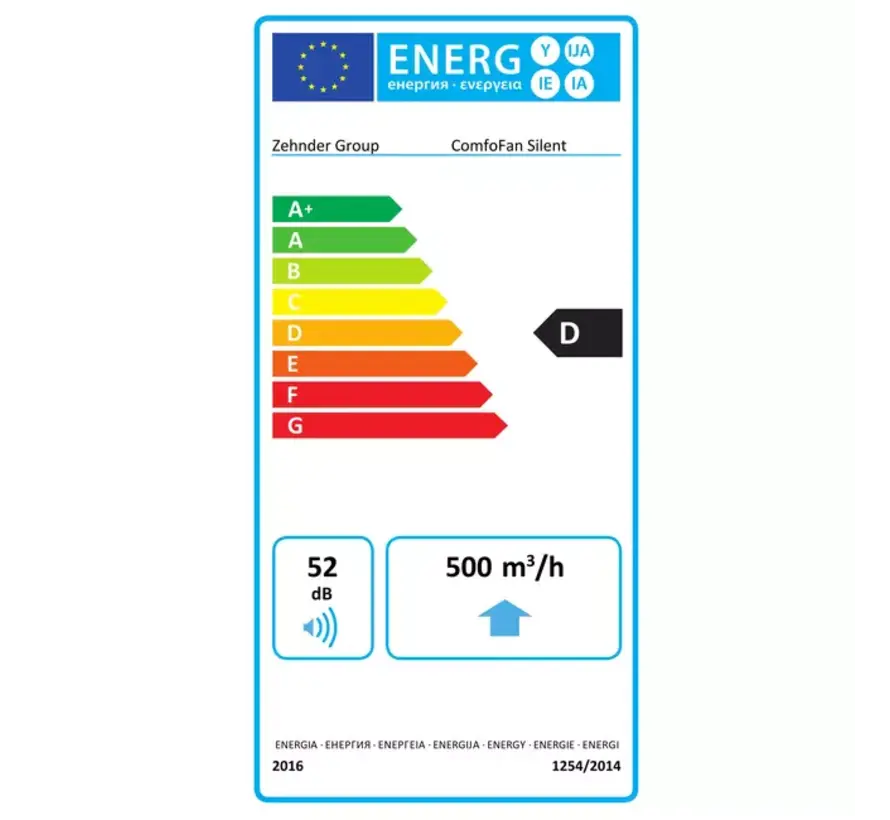 Zehnder ComfoFan Silent 460 m3/h randaarde stekker - 230V - 0-10V - interne vochtsensor - 4 aansluitingen - 160/125 mm