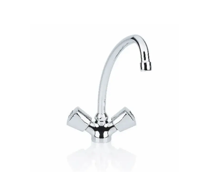 Itho Daalderop LD mengkraan staand model lage druk - tweegreeps - verchroomd messing - aanrechtmontage - MPN 03-00095