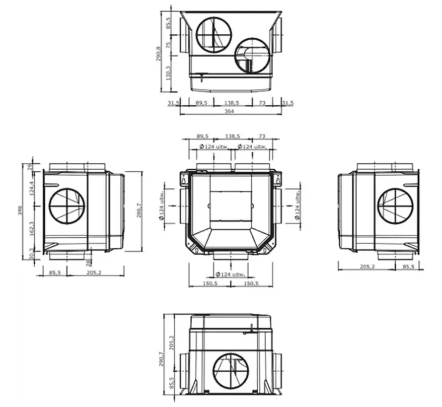 Itho Daalderop CVE-S ECO High Performance HE 415 m3/h vochtsensor euro stekker - ingebouwde RFT ontvanger - 230V
